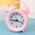 Pink cute twin bell analog alarm clock for kids bedroom bedside quiet quartz movement - Pink