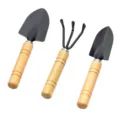 Mini set di attrezzi da giardinaggio manico in legno paletta e rastrello in metallo. - Set da 3 Pezzi con Manico Grosso
