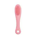 Brosse de toilettage pour animaux en silicone rose avec poils souples et trou de suspension. - Rose