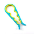 4-in-1 multi-functional jar opener bottle opener, blue and yellow silicone manual kitchen tool. - Blue