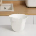 Nordic white hanging kitchen trash can, wall-mounted waste bin with floral scalloped edge. - White
