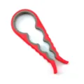 Multi-functional 4-in-1 jar opener manual bottle cap remover kitchen tool in red and grey - Red