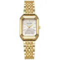 Elegante goldene rechteckige Quarzuhr für Damen mit einem stilvollen Metallgliederarmband - Weißes Zifferblatt Goldgehäuse