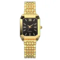 Luxuriöse goldene Damenarmbanduhr aus Edelstahl mit elegantem quadratischem schwarzem Zifferblatt - Schwarzes Zifferblatt Goldgehäuse