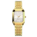 Elegante goldene quadratische Quarzuhr für Damen mit silbernem römischem Zifferblatt - Weißes Zifferblatt Goldgehäuse