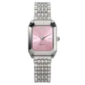 Elegante Damenquarzuhr quadratisch mit rosa Zifferblatt und Silberarmband - Rosa Zifferblatt Silbergehäuse