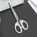 Student scissors with transparent handles and stainless steel blades for DIY crafts art school. - L / Clear