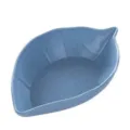 Plato para salsa con forma de hoja de paja de trigo azul, ideal para sushi y aperitivos. - Hojas azules