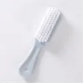 Plain plastic cleaning brush with soft bristles, long handle, ideal for laundry and shoes. - Blue
