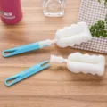 Blue handle sponge cup brush variant, detachable handle for easy glass and bottle cleaning. - Blue