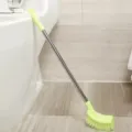 Long handle toilet brush set with stainless steel rod and durable green cleaning head for bathroom. - Random Color / Square Toe