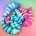 Close-up of colorful articulated dolphin fidget toys showing flexible and bendable details. - Colorful Dolphin Caterpillar [18.5cm] + Unpackaged