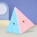 Pyraminx speed magic cube puzzle toy, pastel pink and blue brain teaser puzzle game. - Pyramid Macaron Magic Cube