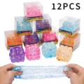 12Pcs glitter squeeze cube toys stress relief sensory fidget toys with boxes set for fun. - Glitter Magic Cube Maltose Squishy