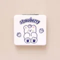 Portable compact pocket makeup mirror with cute bear strawberry print for daily use. - Strawberry Little Bear