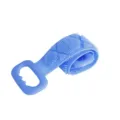 Blue silicone back scrubber shower body brush with handle for gentle exfoliating and massage. - Blue