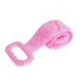 Pink silicone back scrubber for shower, exfoliating body bath brush with comfortable handles - Pink