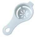 Blue speckled plastic egg white separator kitchen baking tool with filter holes and handle. - Nordic Blue