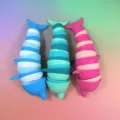 Colorful sensory fidget dolphin toys, stackable decompression toys for kids, detail view. - Colorful Dolphin Caterpillar (14.5cm) - Bulk Packaging