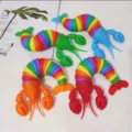 Articulated rainbow lobster fidget toy flexible sensory stress relief toy sets - Colorful Lobster Caterpillar [18.5cm] Bulk Packing