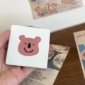 Portable folding makeup mirror with cute pink bear design for daily travel and desk use - Koala - Mirror