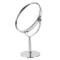 Desktop makeup mirror, double-sided silver cosmetic mirror with rotating stand for desk. - Oval Mirror Polish