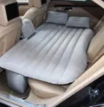 Inflatable car air mattress for back seat, portable travel sleeping pad for car trip rest. - Straight Pattern / Silver Gray