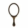 Vintage handheld makeup mirror with antique bronze finish, European style embossed handle. - 25*11.5cm / Bronze