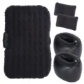 Black car inflatable mattress set with pillows and foot supports for comfortable travel and rest. - Wave / Black