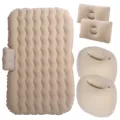 Car inflatable air mattress set with pillows and support bases for travel sleeping - Wave / Beige