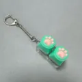 Cute silicone cat paw mechanical keyboard switch fidget toy keychain for stress relief. - 2-Button Transparent Case - Green Silicone Cat Paw (Snake Chain) + With Light