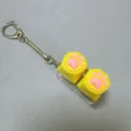 Cute silicone cat paw decompression keychain keyboard switch tester toy bag charm pendant - Two-Button Transparent Shell - Yellow Silicone Cat Paw (Snake Chain) - No Light
