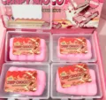 Cute pink chocolate squishy toy set in a transparent box, stress relief decompression toy. - Pink Chocolate Crispy Squishy