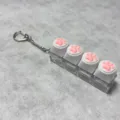 Cute cat paw mechanical keyboard switch fidget toy keychain in white and pink color variant - 4-Key Transparent Shell White Silicone Cat Paw (Snake Bone) - No Light