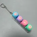 Cute cat paw mechanical keyboard switch tester keychain decompression toy with four colorful keys. - 4-Key Transparent Case - Silicone Cat Paw (Blue/Purple/Pink/Green) Snake Chain Without Light