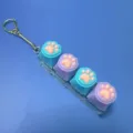 Cat Paw Fidget Keychain Cute Silicone Mechanical Keyboard Switch Clicker Toy Blue Purple - 4-Key Transparent Case - Silicone Cat Paw (Blue/Purple/Blue/Purple) Snake Chain Without Light
