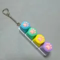 Silicone cat paw switch tester keychain, colorful decompression mechanical keyboard toy. - 4-Button White Case - Silicone Cat Paw (Blue/Green/Yellow/Purple) Snake Chain without Light
