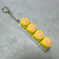 Cute cat paw mechanical keyboard fidget keychain toy with yellow keycaps for stress relief. - 4-Button White Case - Yellow Silicone Cat Paw (Snake Chain) without Light