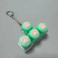 Cute silicone cat paw keychain mechanical keyboard switch tester decompression toy green - T-Shaped Clear Shell - Green Silicone Cat Paw (Snake Chain) + No Light