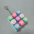 Silicone cat paw switch tester keychain, 3x3 matrix squishy stress relief toy key ring. - 9-Key White Shell - Colorful Silicone Cat Paw B (Snake Chain) Without Light