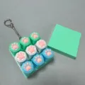 Cute silicone cat paw fidget keychain, mechanical keyboard switch tester toy for stress relief. - 9-Key Green Shell Silicone Cat Paw Fidget (Green/White/Blue) Snake Chain - No Light