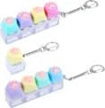 Cute cat paw mechanical switch keychain decompression toy set with colorful silicone keycaps. - 2x 4-Button Silicone Cat Paws + 1-Button Cat Paw (No Light)