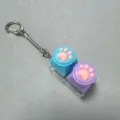 Cute cat paw mechanical keyboard switch keychain decompression fidget toy set gift - 2-Button Transparent Case - Silicone Cat Paw (Blue/Purple) Snake Chain + No Light