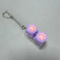 Adorable purple silicone cat paw mechanical keyboard switch tester keychain stress relief toy - 2-Button Transparent Case - Purple Silicone Cat Paw (Snake Chain) + No Light