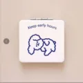 Portable folding makeup mirror with cute poodle pattern, compact double-sided pocket mirror for daily use - Happy Teddy