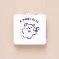 Portable double-sided folding makeup mirror with cute cartoon bear print for daily touch-up. - Flower Bear