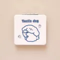 Compact portable folding makeup mirror with cute cartoon dog and strawberry print design white - Strawberry Puppy