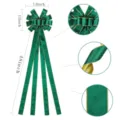 Extra large green velvet Christmas tree bow ornament with gold trim and long hanging tails. - Gold-Stamped Velvet Surface 33x135 cm (Dark Green)