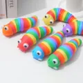Rainbow fidget slug toy, articulated sensory caterpillar toy, desktop decompression toy for kids. - Caterpillar (Small 14.5cm) / OPP Bag / Rainbow