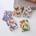 Portable folding mirror with cute butterfly print, compact retro pocket makeup mirror for women. - Rectangular Butterfly Style / Multicolor